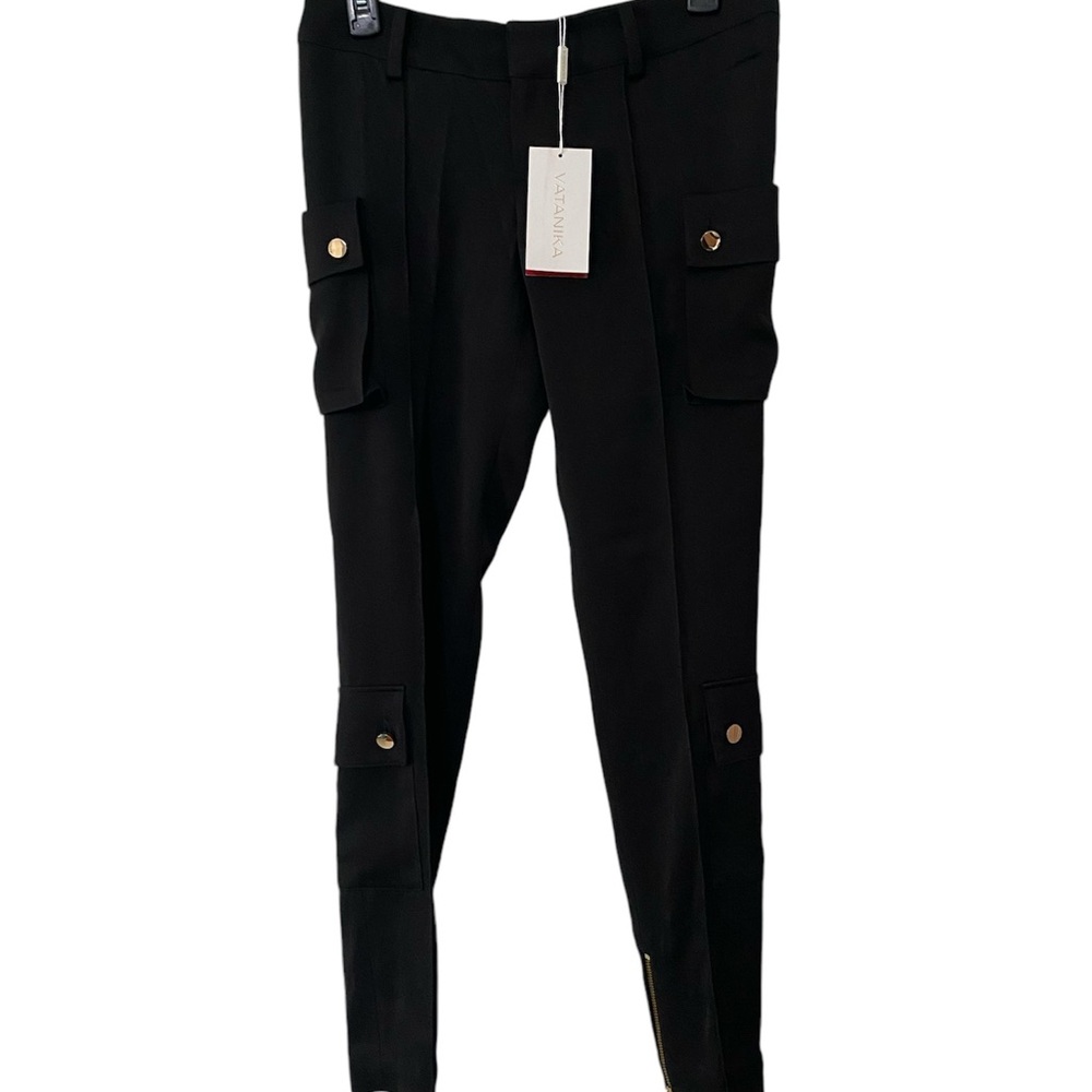 NWT VATANIKA Crepe Blend Cropped Skinny Cargo Pants 4